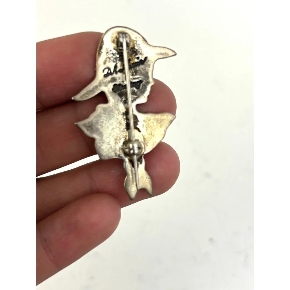Vintage Sterling Silver Brooch Lady Portrait Red‎ Stone Figural
